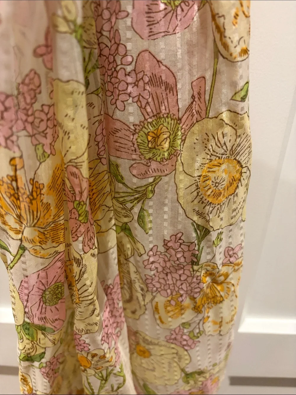 Brooks Brothers Floral Sheer Lightweight Scarf in Pink, Yellow & Cream